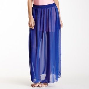 NWT American Apparel- Blue Chiffon Single Layer Maxi Skirt